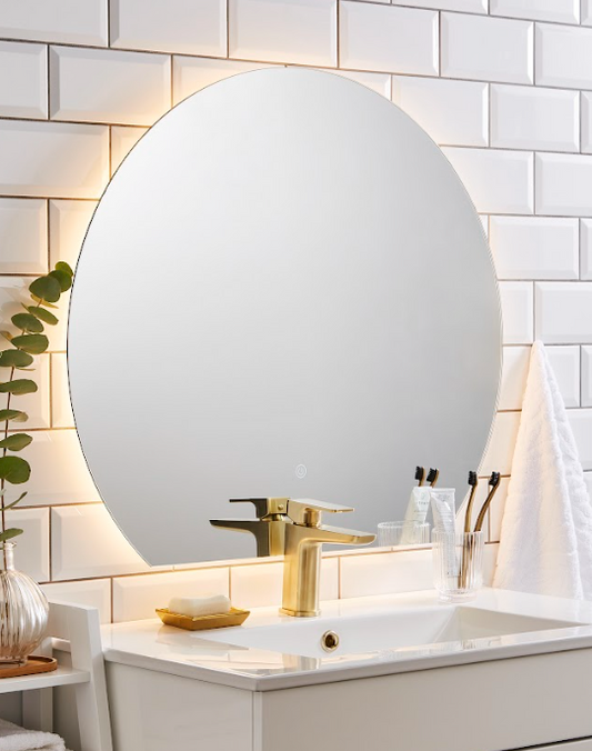 Eclipse 800x700mm Led Mirror/ 3 Tone Ambient Lighting/Anti Fog Demister/Touch Switch