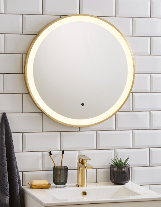 Ottone Round 600mm Circular Led Mirror/ 3 Tone Ambient Lighting/Anti Fog Demister/Brushed Brass/Sensor Switch (Copy)