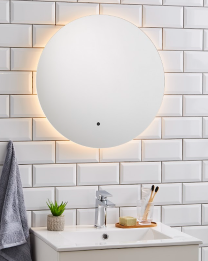 K Vit Tucson 600mm Circular Led Mirror/ 3 Tone Ambient Lighting/Anti Fog Demister/Sensor Switch