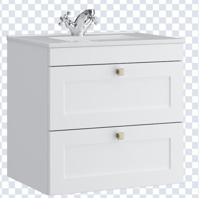 K Vit Sanctuary 600mm 2 Drawer Wall Hung Unit w Ceramic Basin Matt White