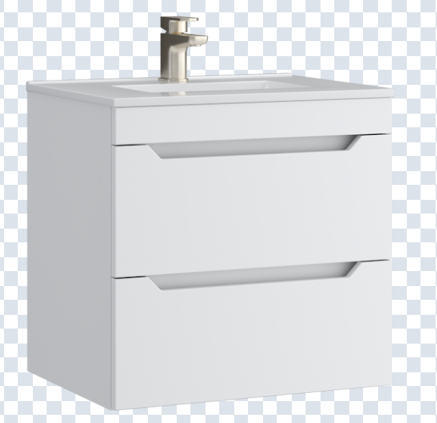 K Vit Urban 600mm Wall Mounted 2 Door Unit & Ceramic Basin Matt White