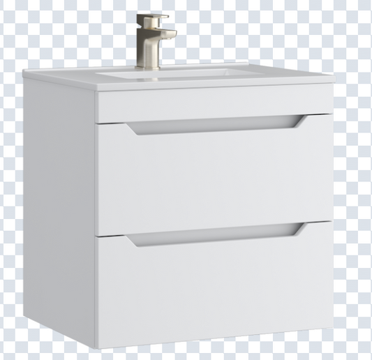 K Vit Urban 600mm Wall Mounted 2 Door Unit & Ceramic Basin Matt White