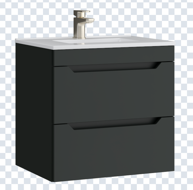 K Vit Urban 600mm Wall Mounted 2 Door Unit & Ceramic Basin Matt Anthracite