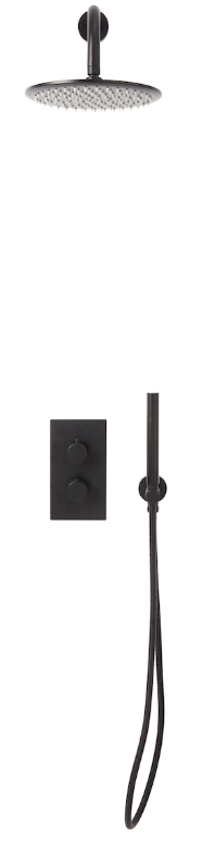 Scudo Core Black Round Handle, Handset & Bracket