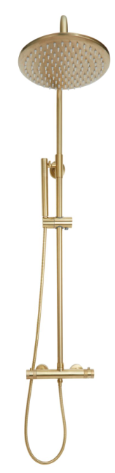 Scudo Core Brushed Brass Round Rigid Riser Bar Showers