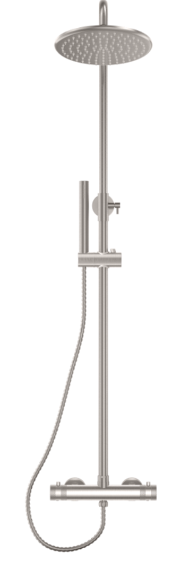 Scudo Core Brushed Nickel Round Rigid Riser Bar Showers