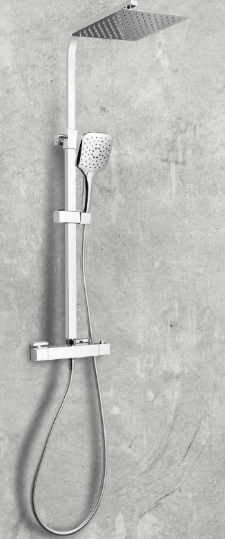 Scudo Heiler Chrome Square Cool Touch Rigid Riser Shower