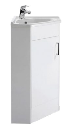 Alan T. Carr White Corner Cloakroom Floor Standing Unit & Basin
