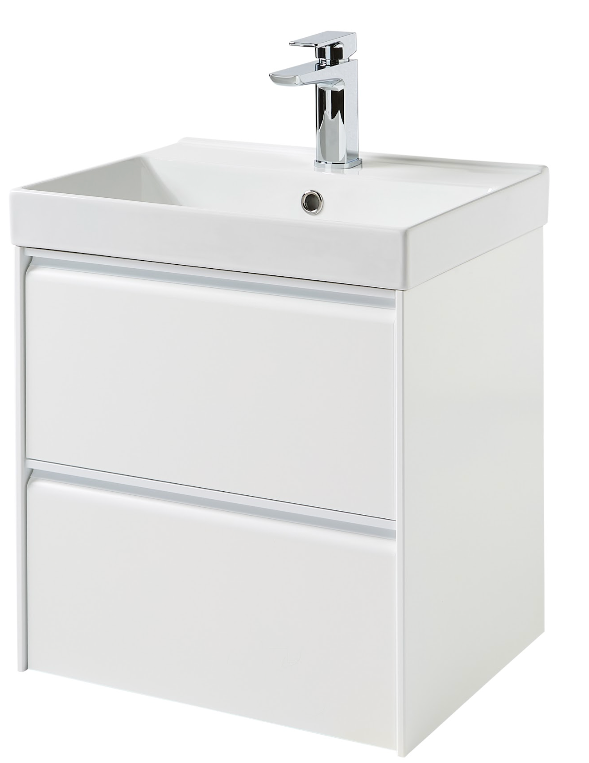K Vit Moon 500/600/800mm 2 Drawer Wall Hung & ceramic Basin Matt White