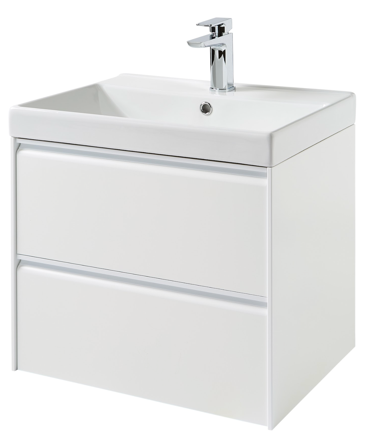 K Vit Moon 500/600/800mm 2 Drawer Wall Hung & ceramic Basin Matt White