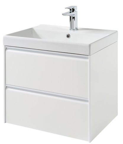 K Vit Moon 500/600/800mm 2 Drawer Wall Hung & ceramic Basin Matt White