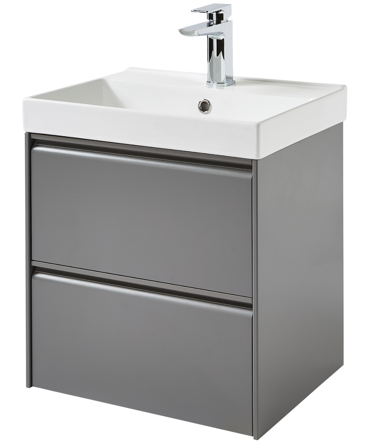 K Vit Moon 500/600/800mm 2 Drawer Wall Hung Matt Grey