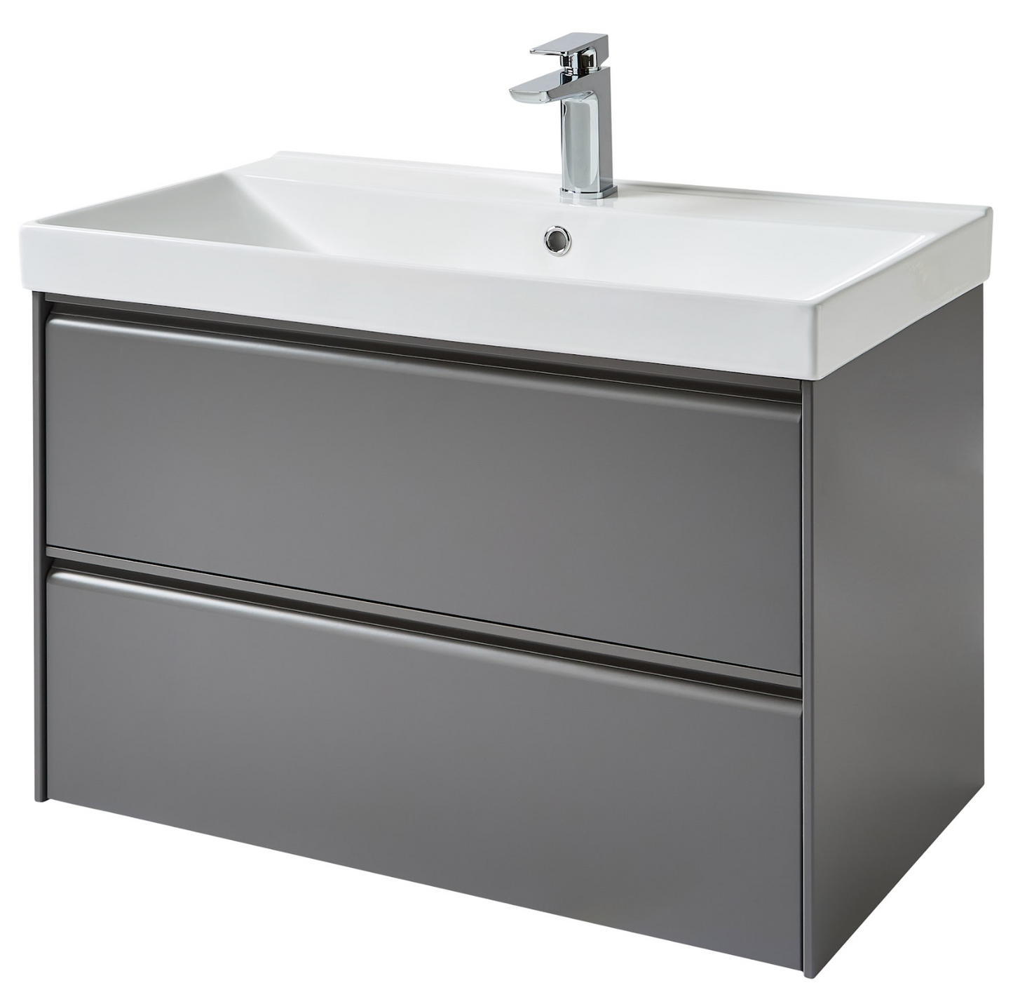 K Vit Moon 500/600/800mm 2 Drawer Wall Hung Matt Grey