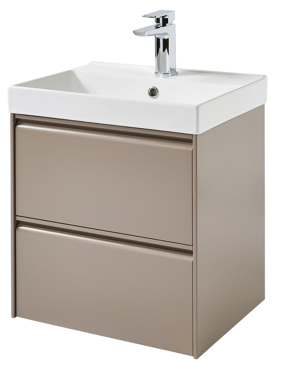 K Vit Moon 500/600/800mm 2 Drawer Wall Hung & ceramic Basin Cocoa