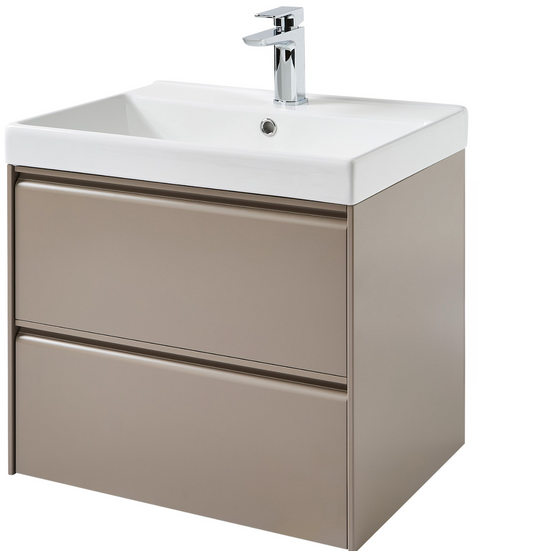 K Vit Moon 500/600/800mm 2 Drawer Wall Hung & ceramic Basin Cocoa