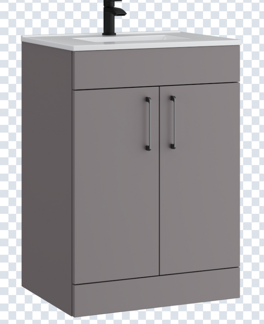 K Vit Dove 500/600mm Floor Standing 2 Door Unit & Ceramic Basin Slate Grey