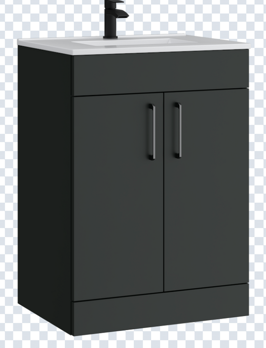 K Vit Dove 500/600mm Floor Standing 2 Door Unit & Ceramic Basin Matt Anthracite