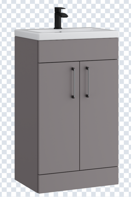 K Vit Dove 500/600mm Floor Standing slimline 2 Door Unit & Ceramic Basin Slate Grey