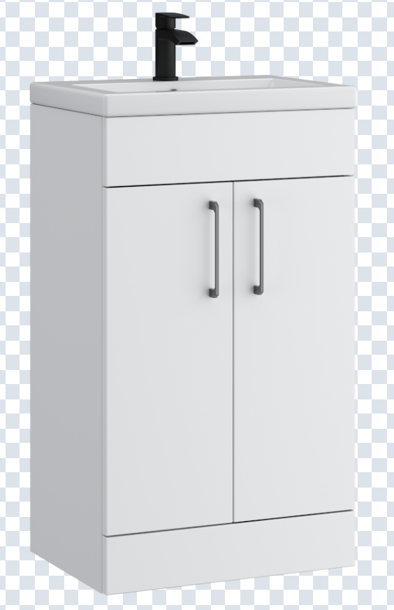 K Vit Dove 500/600mm Floor Standing Slimline 2 Door Unit & Ceramic Basin Matt White