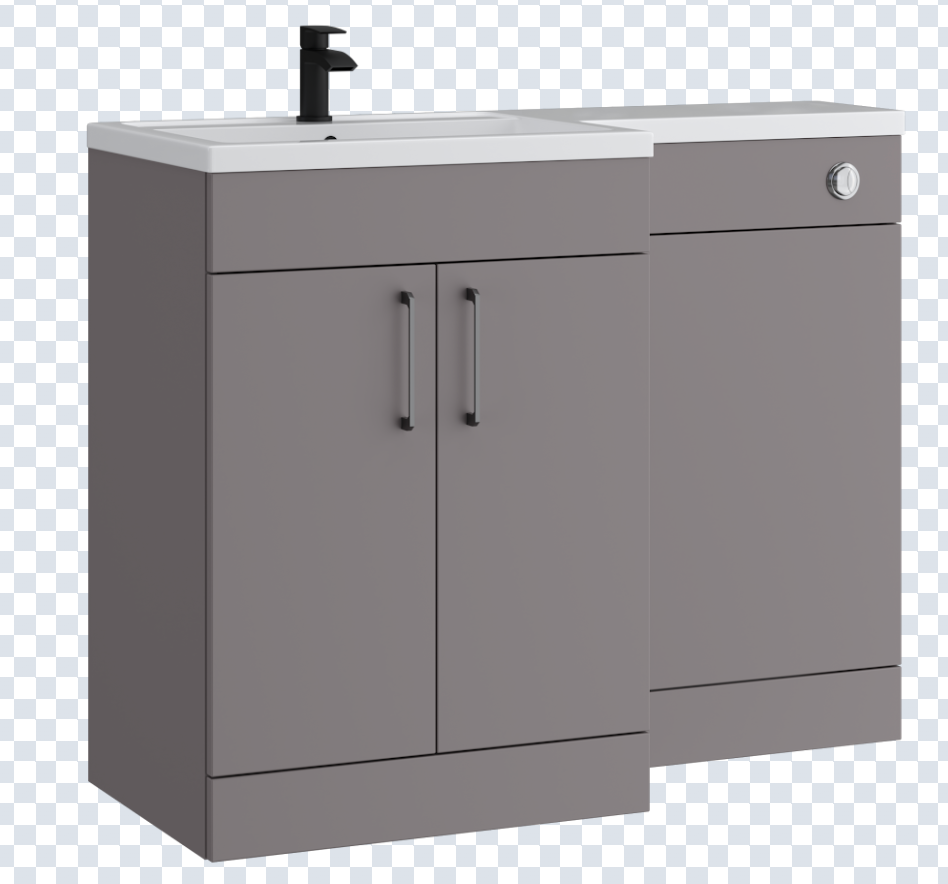 K Vit Dove 900/1100mm L-Shaped Door Unit Furniture Pack Cistern Included Slate Grey