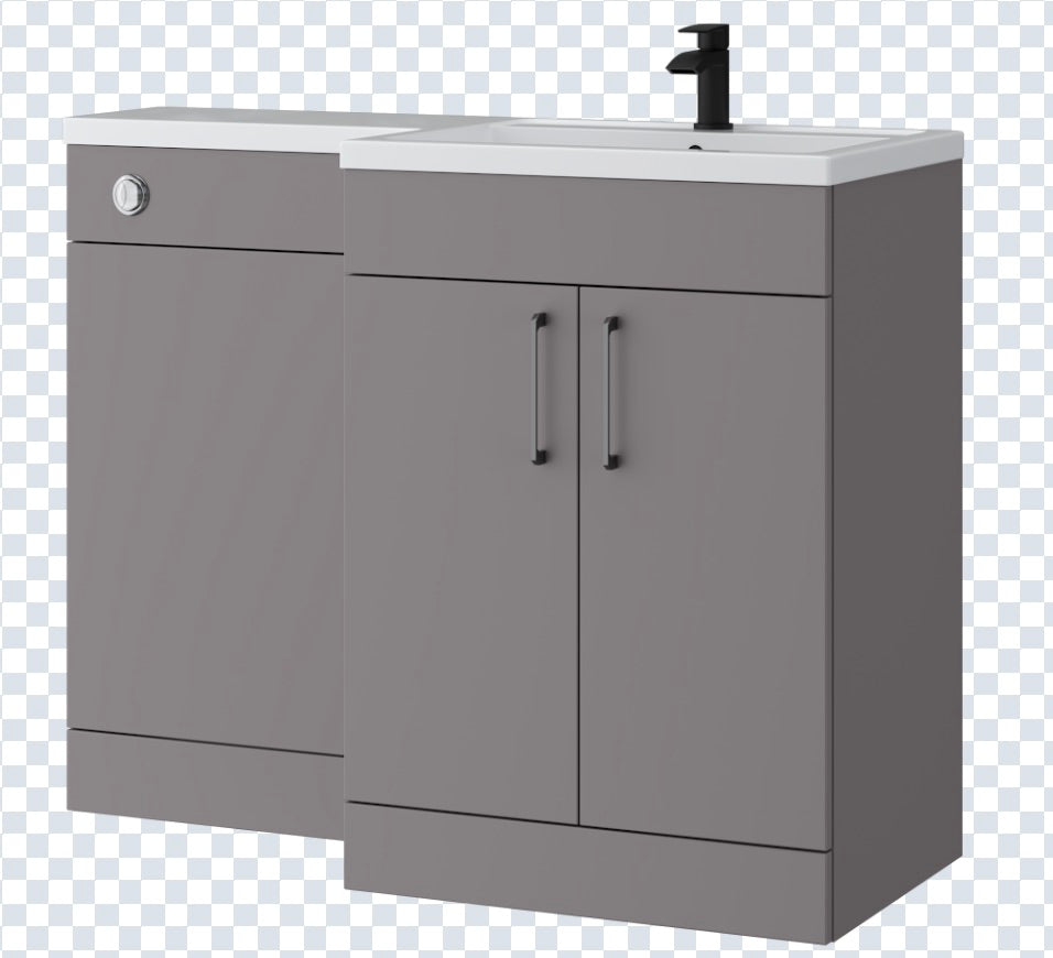 K Vit Dove 900/1100mm L-Shaped Door Unit Furniture Pack Cistern Included Slate Grey