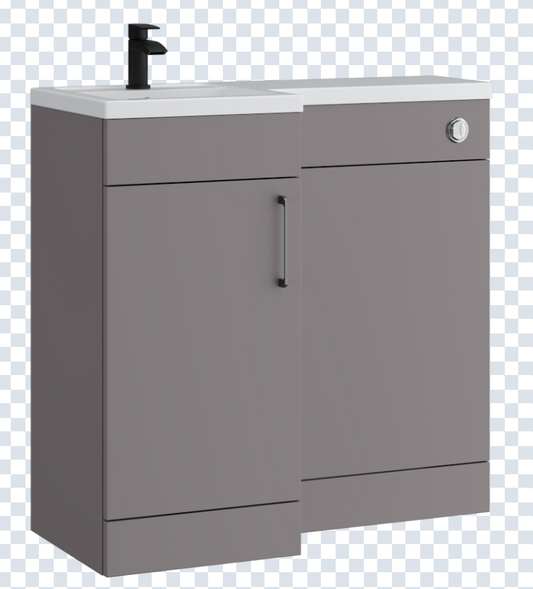 K Vit Dove 900/1100mm L-Shaped Door Unit Furniture Pack Cistern Included Slate Grey