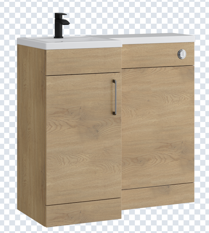 K Vit Dove 900/1100mm L-Shaped Door Unit Furniture Pack Cistern Included Torro Oak