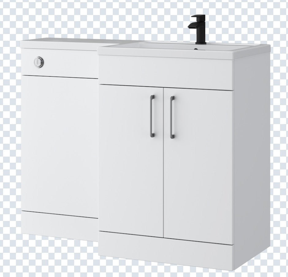 K Vit Dove 900/1100mm L-Shaped Door Unit Furniture Pack Cistern Included Matt White