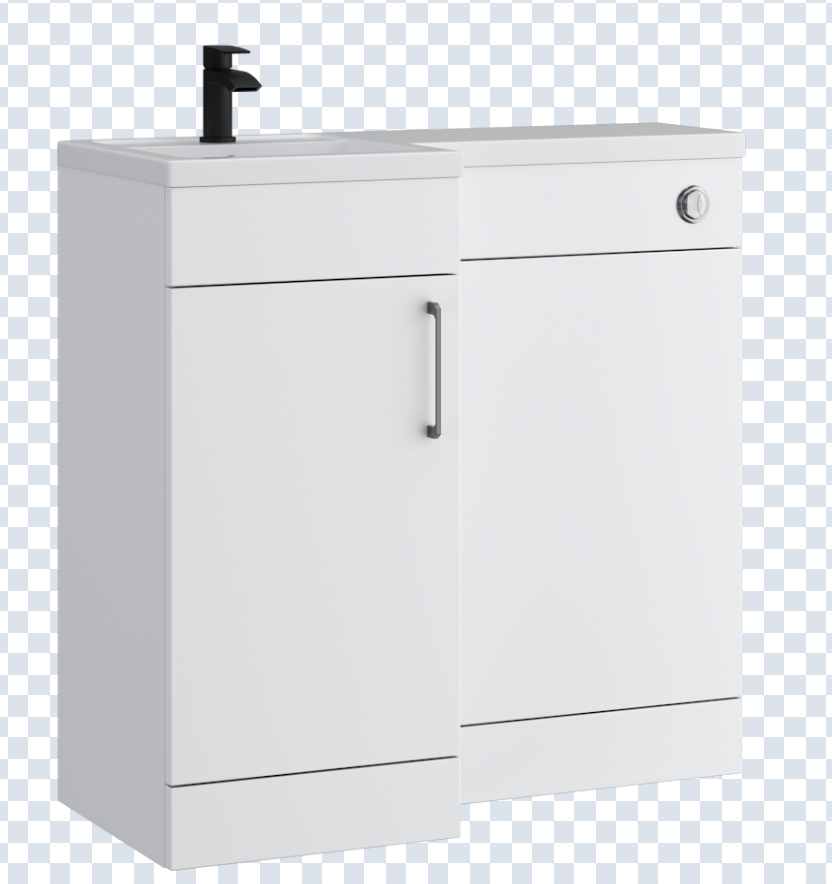 K Vit Dove 900/1100mm L-Shaped Door Unit Furniture Pack Cistern Included Matt White