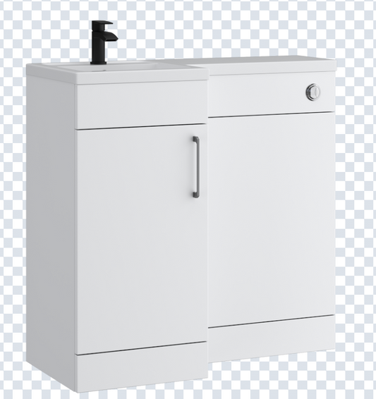 K Vit Dove 900/1100mm L-Shaped Door Unit Furniture Pack Cistern Included Matt White