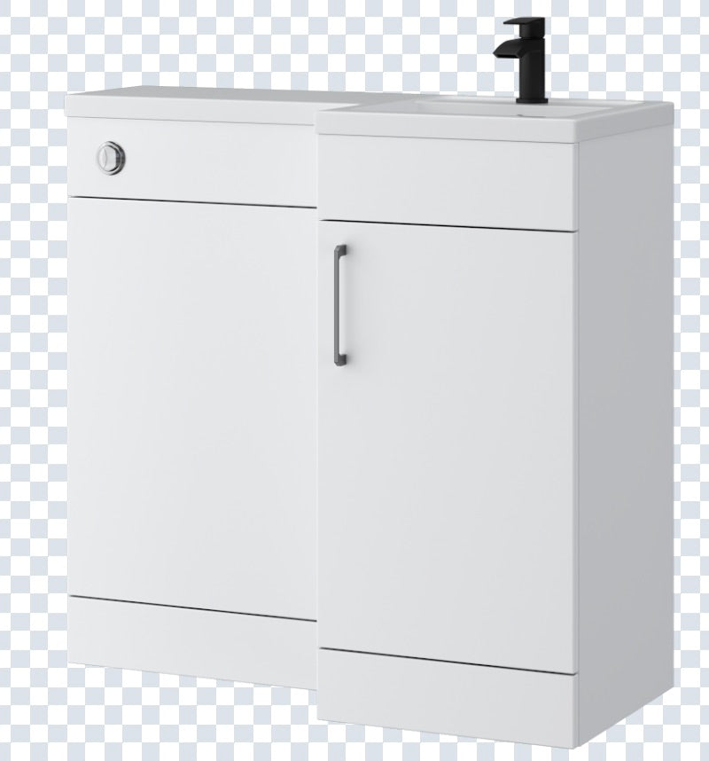 K Vit Dove 900/1100mm L-Shaped Door Unit Furniture Pack Cistern Included Matt White