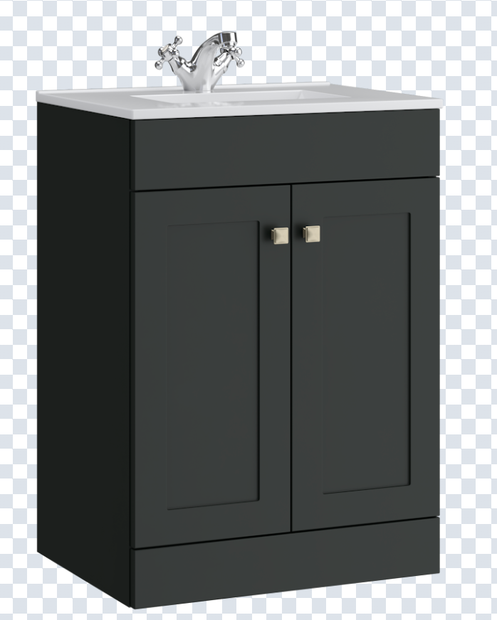 K Vit Sanctuary 500/600mm Floor Standing 2 Door Unit & Ceramic Basin Matt Anthracite