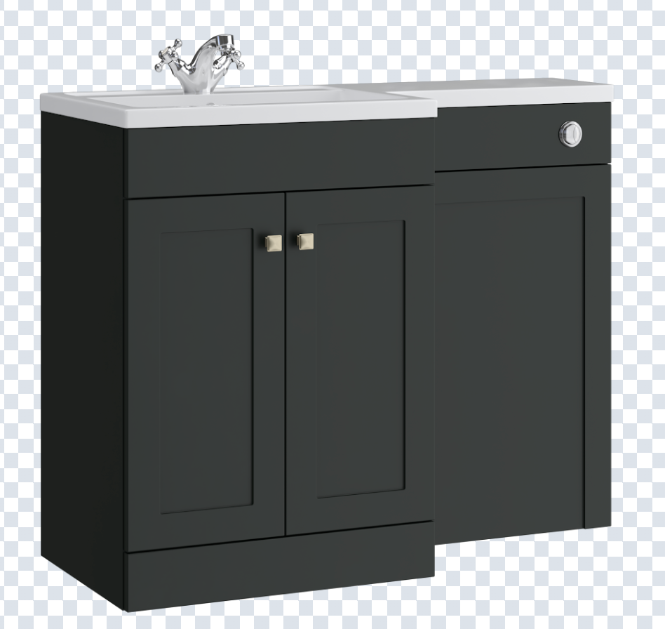 K Vit Sanctuary 1100mm L-Shaped Door Unit Furniture Pack Cistern Included Anthracite