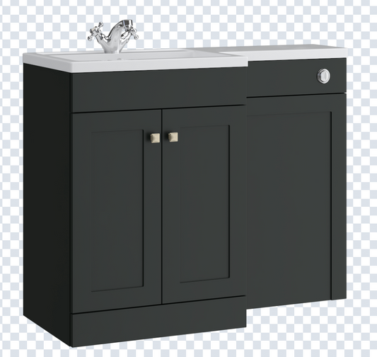 K Vit Sanctuary 1100mm L-Shaped Door Unit Furniture Pack Cistern Included Anthracite