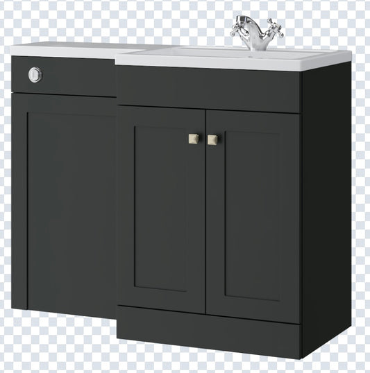 K Vit Sanctuary 1100mm L-Shaped Door Unit Furniture Pack Cistern Included Anthracite