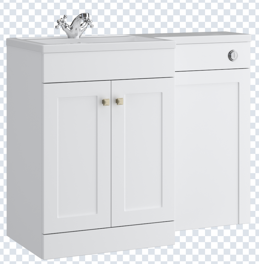 K Vit Sanctuary 1100mm L-Shaped Door Unit Furniture Pack Cistern Included Matt White