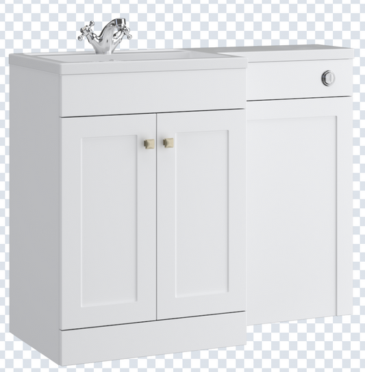 K Vit Sanctuary 1100mm L-Shaped Door Unit Furniture Pack Cistern Included Matt White