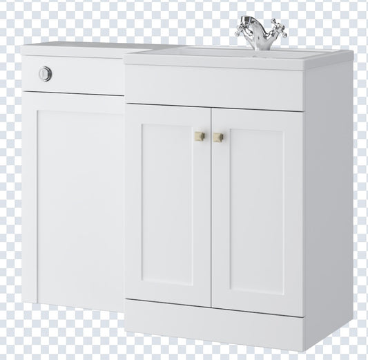K Vit Sanctuary 1100mm L-Shaped Door Unit Furniture Pack Cistern Included Matt White
