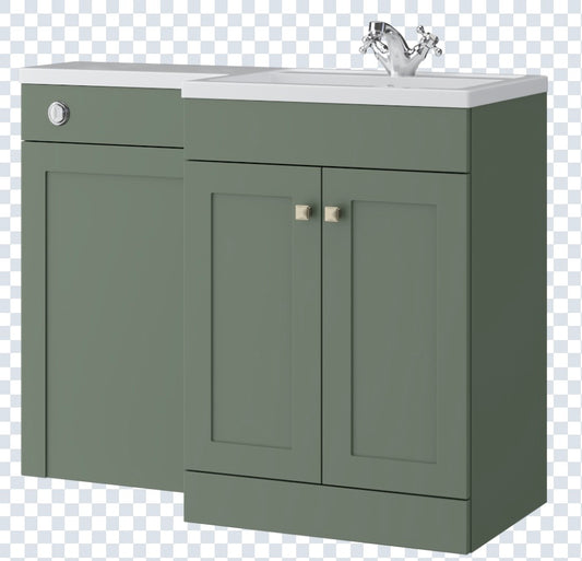 K Vit Sanctuary 1100mm L-Shaped Door Unit Furniture Pack Cistern Included  Corymbia Green