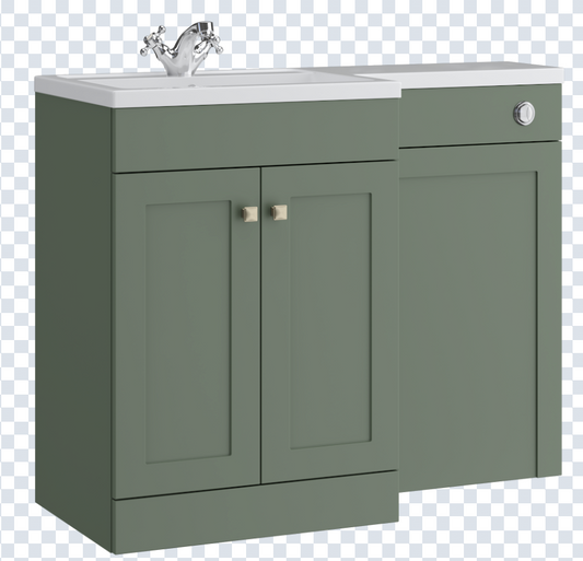 K Vit Sanctuary 1100mm L-Shaped Door Unit Furniture Pack Cistern Included  Corymbia Green