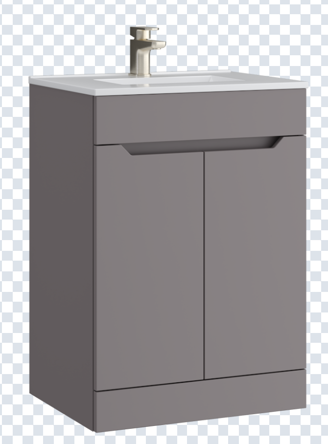 K Vit Urban 500/600mm Floor Standing 2 Door Unit & Ceramic Basin Slate Grey