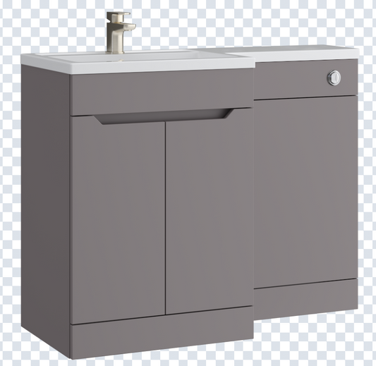 K Vit Urban 1100mm L-Shaped Door Unit Furniture Pack Cistern Included Slate Grey