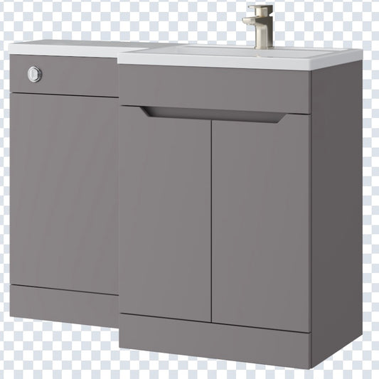 K Vit Urban 1100mm L-Shaped Door Unit Furniture Pack Cistern Included Slate Grey