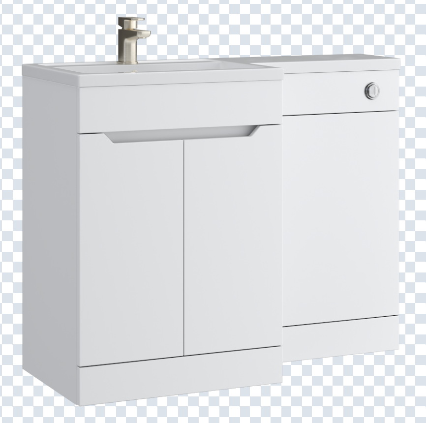 K Vit Urban 1100mm L-Shaped Door Unit Furniture Pack Cistern Included Matt White