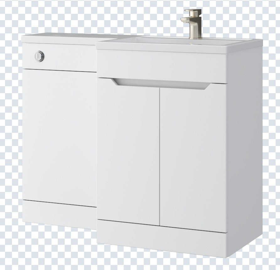 K Vit Urban 1100mm L-Shaped Door Unit Furniture Pack Cistern Included Matt White