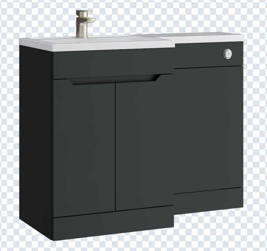 K Vit Urban 1100mm L-Shaped Door Unit Furniture Pack Cistern Included Matt Anthracite