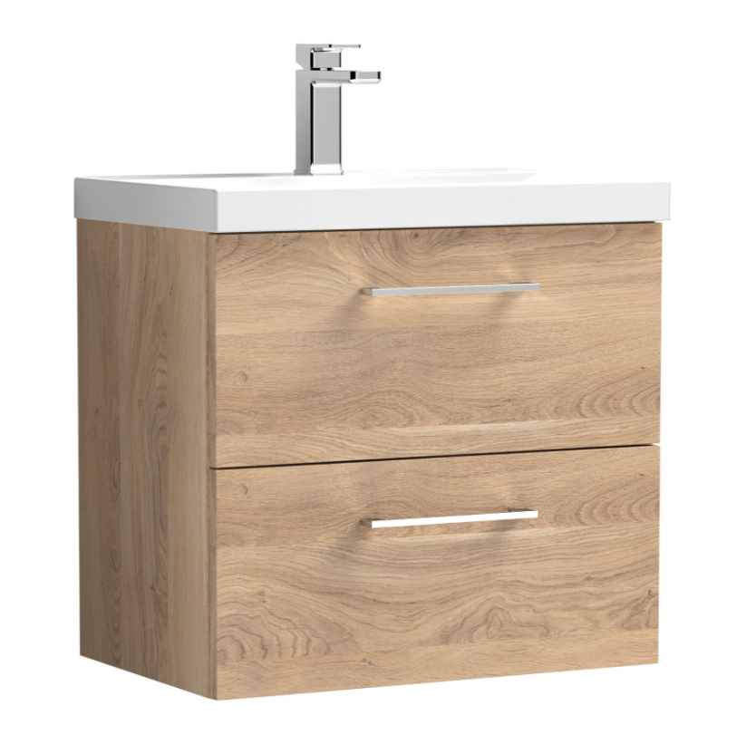 Nuie Arno 600/800mm 2 Drawer Wall Hung Basin Cabinet