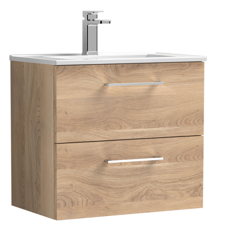 Nuie Arno 600/800mm 2 Drawer Wall Hung Basin Cabinet