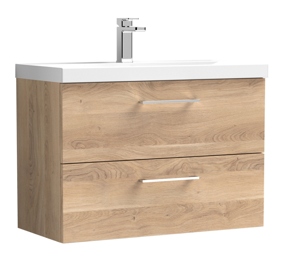 Nuie Arno 600/800mm 2 Drawer Wall Hung Basin Cabinet