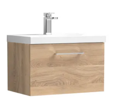 Nuie Arno 600/800mm 1 Drawer Wall Hung Basin Cabinet